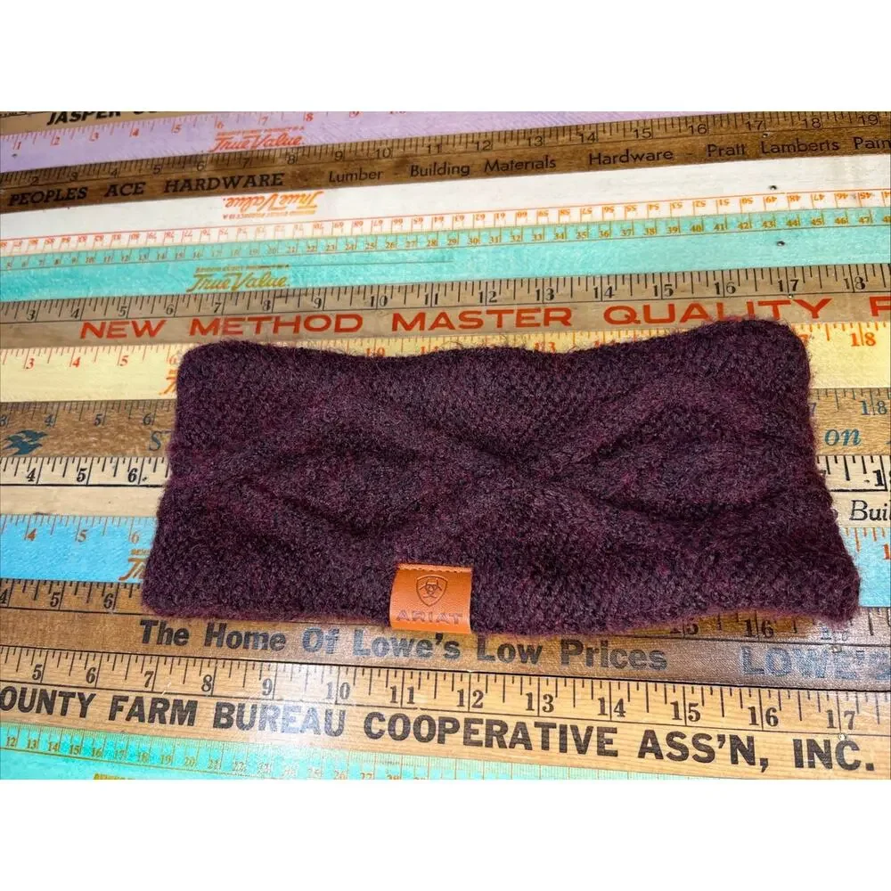 Ariat Burgundy Headband Ear Warmer Cable Knit Sherpa Fleece Lined OS Womens